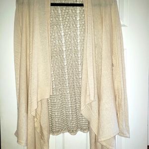 ZOZO, Medium, cream, cardigan, with tan & cream crochet sweater back